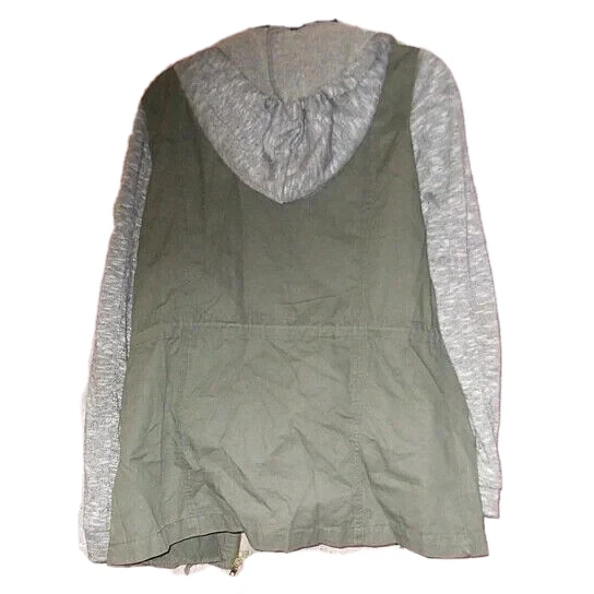 $88 CHAQUETA CON CAPUCHA CHARLOTTE RUSSE PEQUEÑA VERDE GRIS 4 Bolsillos Cremallera Top PRO LIMPIO Foto 4 de 4