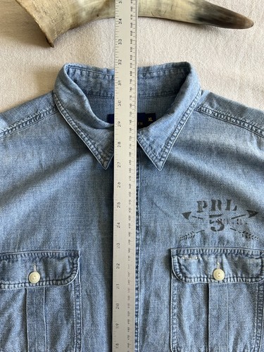 Ralph Lauren Chambray Shirt XL US Navy Deck Military Eagle Tab Collar RRL-ish - Imagen 17 de 21
