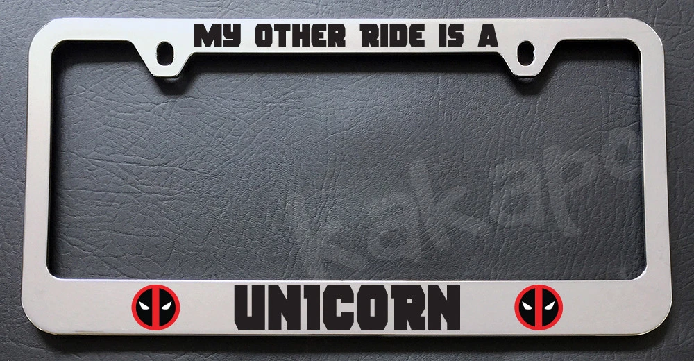 Unicorn Deadpool Chrome License Plate Frame