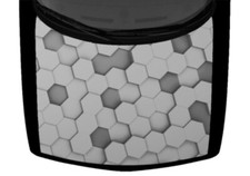 Hexagon 3D Graphic Greyscale Truck Hood Wrap Vinyl Car Graphic Decal 58