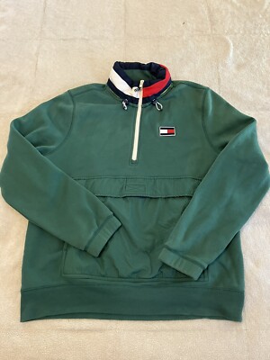 Tommy Hilfiger 1/4 Zip Green Jacket Anorak Size Medium