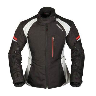 MODEKA Violetta wasserdichte Damen Motorradjacke grau schwarz - Größe wählbar