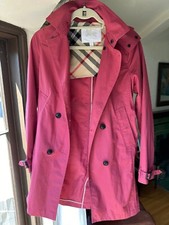 Burberry Girls' Mauve Pink Double-Breasted Trench Coat