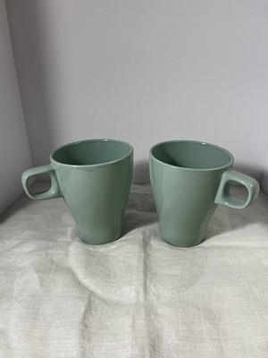 IKEA Seafoam Green Cups/Mugs Set of 2 D Handle Stackable New Without Tags 10 Oz