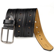 Mens Black Genuine Leather Belt, Dress Casual Jeans Belts for Men Duty Work Belt