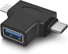 2 in 1 OTG Converter USB 3.0 to Micro and Type C Adapter 1 Pack, black 