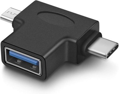 2 in 1 OTG Converter USB 3.0 to Micro and Type C Adapter 1 Pack, black 