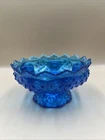 Vintage Fenton Cobalt Blue Hobnail Art Glass 6 Candle Multi Candle Holder Bowl