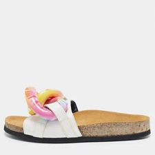 JWAnderson White Leather Chain Flat Slides Size 36