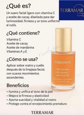 TERRAMAR SUERO OLEOSO  VITAMINA C Y ACEITE DE CACAY OILY SERUM FREE SHIPPING USA