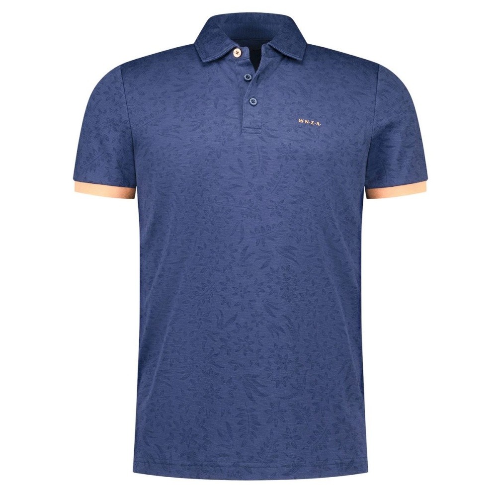 New Zealand Auckland NZA Men Polo Shirt Blue Floral 26CN110 2616 Navy