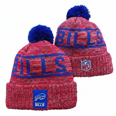 #ad #ad Buffalo Bills Knit Beanie Pom Hat Thermal Fleece Lined Winter NFL Red Blue $22.49