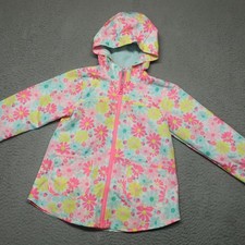 Carter's Rain Jacket Girls S 4 Multicolor Floral Zip Waterproof Little Perfect