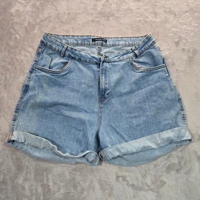 Threadbare Womens Light Wash Denim Cuffed Jean Shorts Blue Size 10 US 14 UK