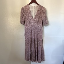 TORY BURCH Pink/White Floral Cotton Silk Keepsake Midi Dress Size 10 retail $598