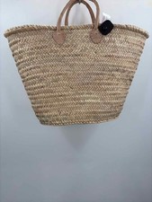 Short Handle Tan French Market Basket Light Leather