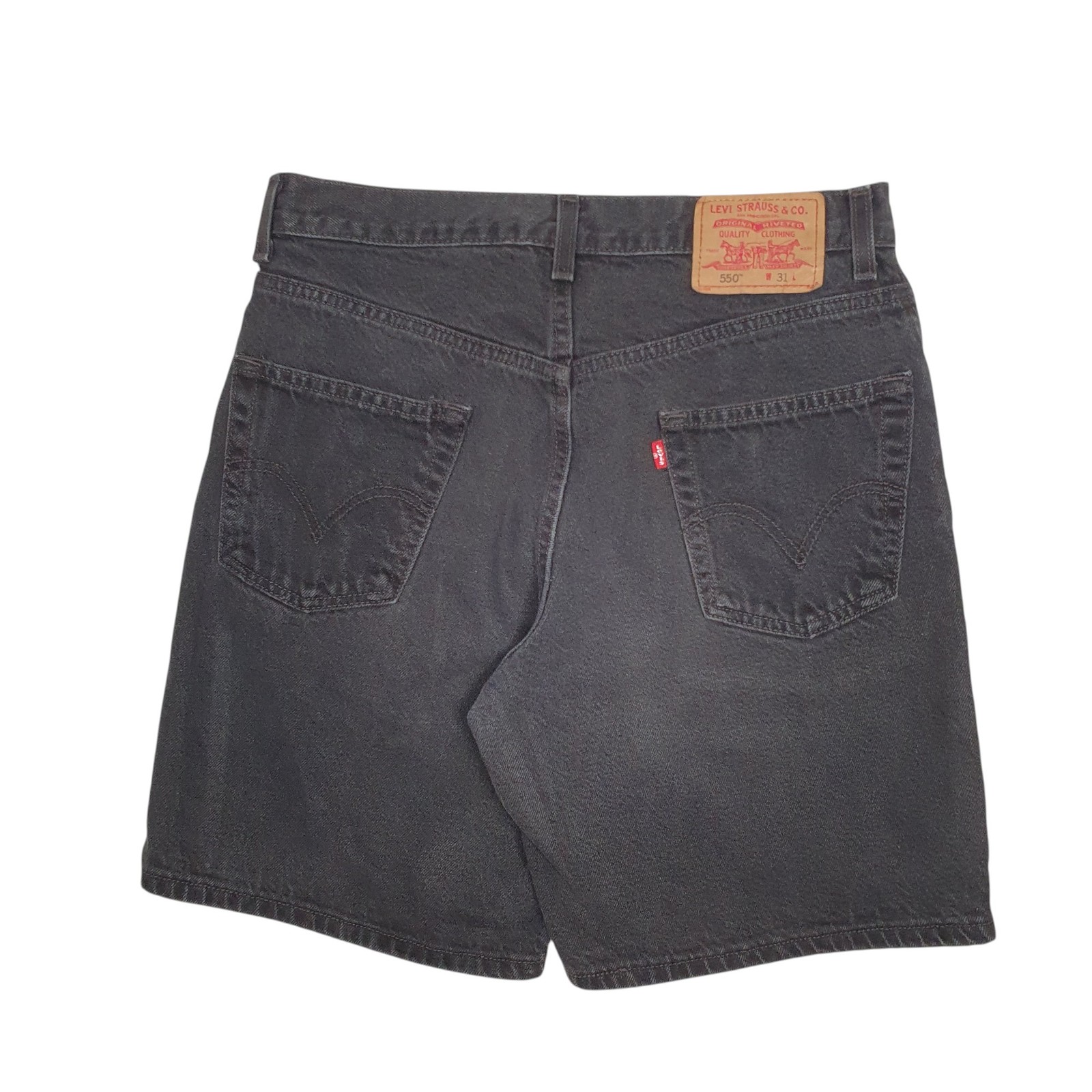 LEVIS 550 Vintage 00s Black Denim Jeans Cotton Shorts Mens W31 image 3