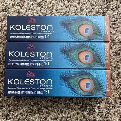 3 Wella Koleston Permanent Cream Hair Color 7/73 Medium Blonde / Brown Gold 2oz