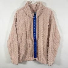 Eddie Bauer Cable Fleece Pullover Turtleneck Sweater Womens Size Large Pink NWT