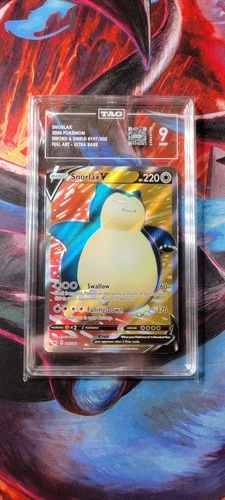 Snorlax v Full Art Holo Ultra Rare Card 197/202 Sword & Shield Base Set TAG 9