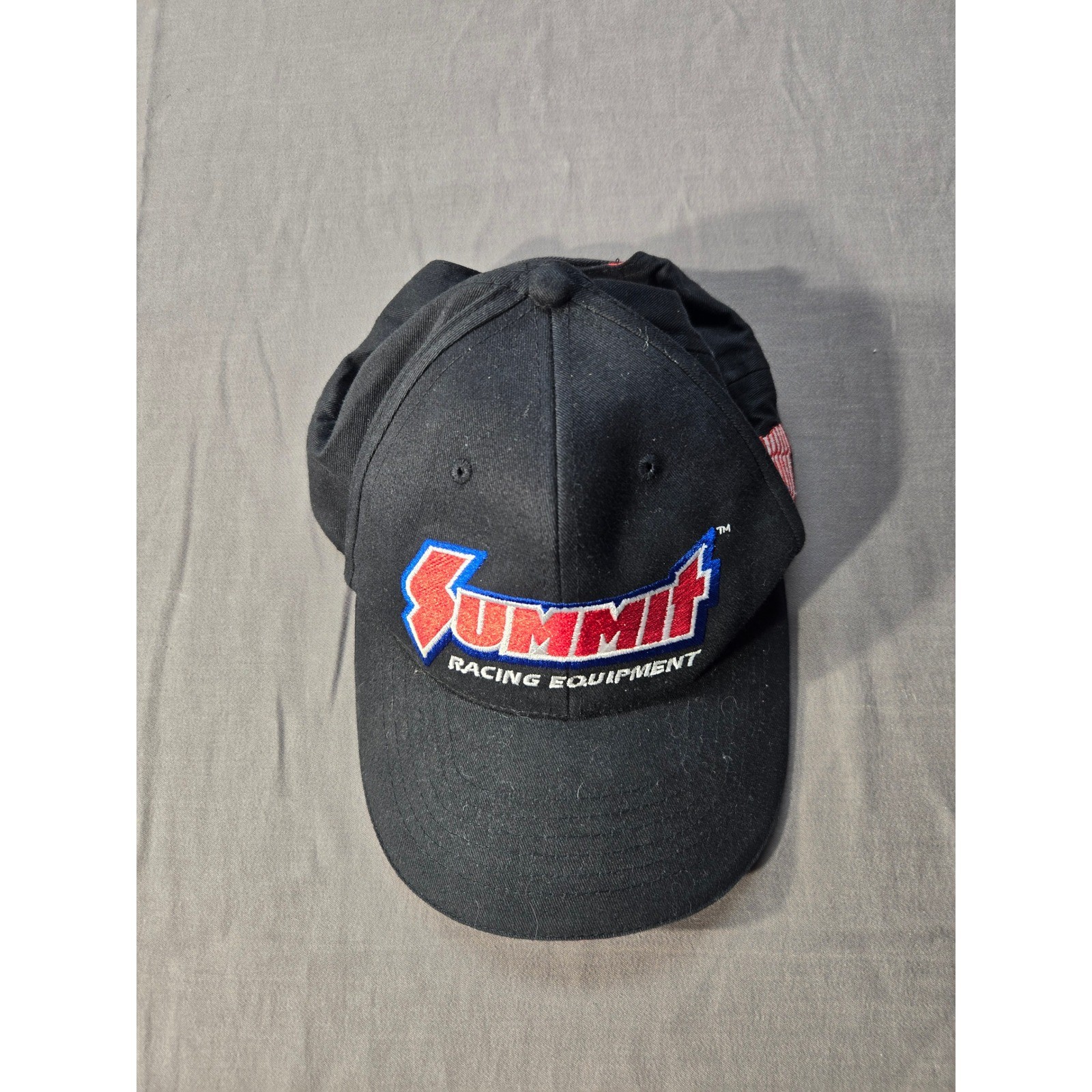 Summit Racing Equipment Hat Black Baseball Cap Embroidered Logo American Flag