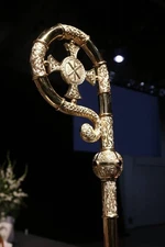 BRASS CROZIER Polish Staff Crosier Bishop Quality Craftsmanship, 70"Christmas G3