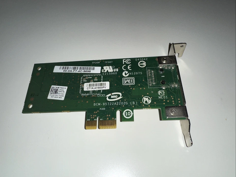 Dell Broadcom Low Profile PCIe RJ45 NIC BCM-95722A2202G - Bild 2 von 3