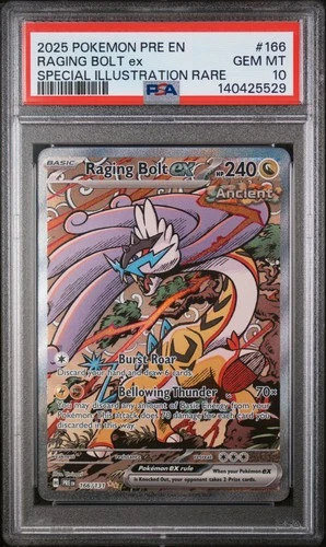 2025 POKEMON PRE EN-PRISMATIC EVOLUTIONS #166 RAGING BOLT EX PSA 10
