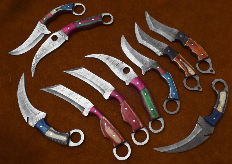Lot of 10 HANDMADE DAMASCUS STEEL SKINNER HUNTING KARAMBIT KNIVES# A-37