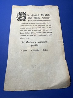 Uraltes Schriftstück Von Gottes Gnaden Carl Wilhelm Ferdinand Braunschweig 1799