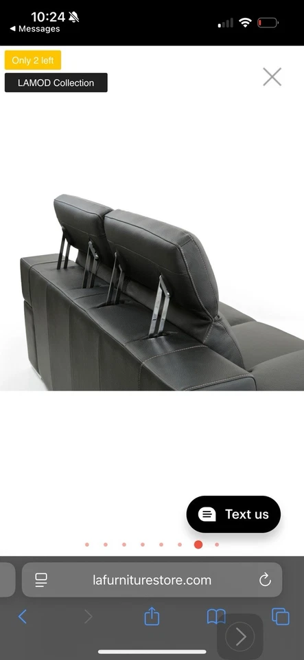 GENUINE Italian Leather Black 3PC Sofa Loveseat Chair Gray Living Room Set - Image 3 of 4