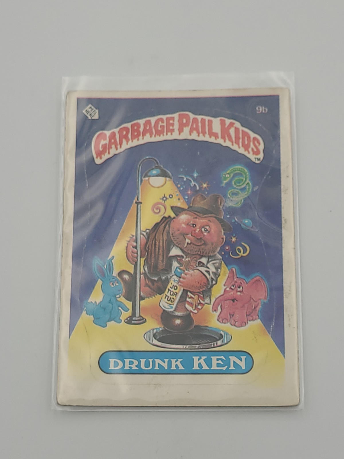 1985 Topps Garbage Pail Kids Series 1 #9b Drunk Ken Glossy GPK Sticker Card