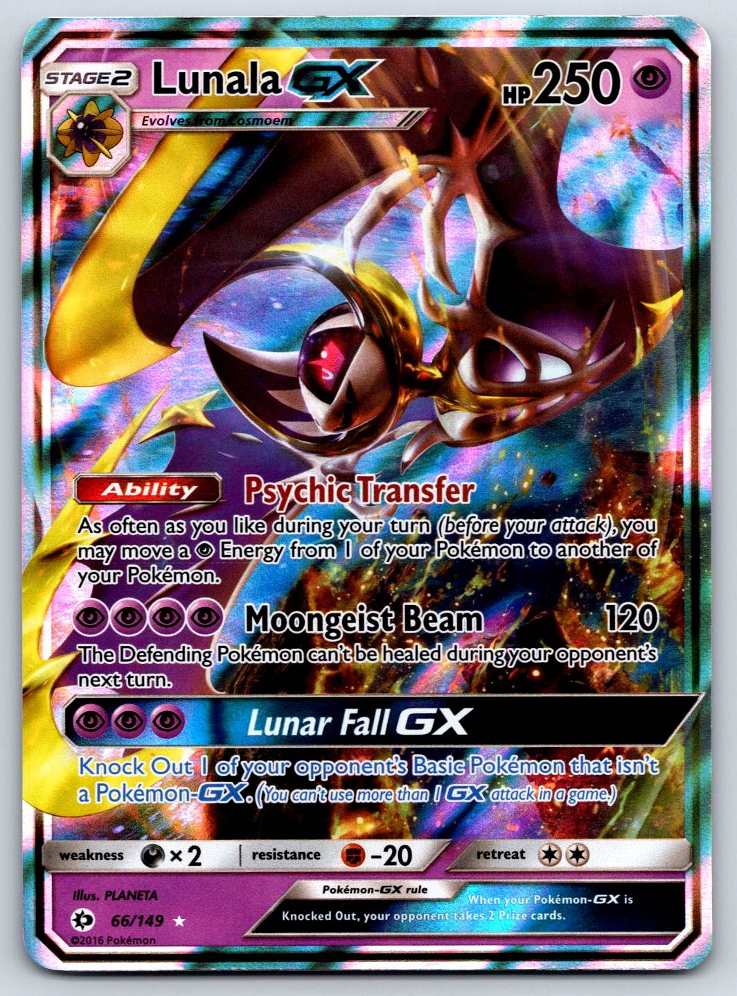 Lunala GX Sun & Moon 66/149 Pokemon Card NM