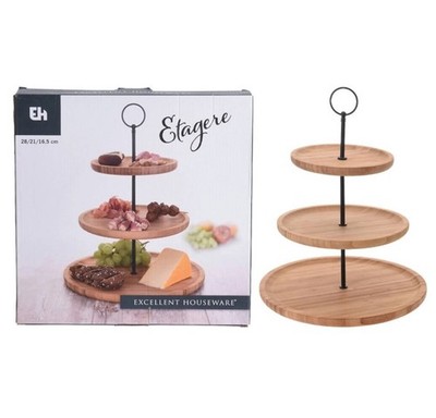 Excellent Houseware Etagere Bambusholz - 3-lagig - D28 x H40 cm