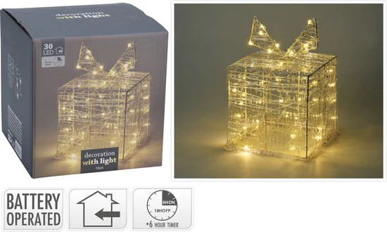 Nampook Set Aus 2 Beleuchteten Geschenkboxen - 30 Led - 15 Cm Hoch-image