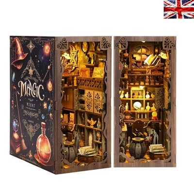 3D Holzpuzzle Buch Ecke Kit-Magisches Zauberer Thema mit Touch LED Lichter