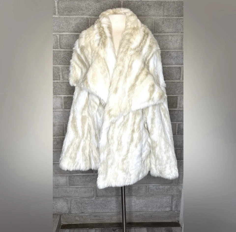 Donna Salyers сказочный меха слоновой кости искусственного меха пальто женщин 3 X роскошь зимняя куртка - Изображение 2 из 4