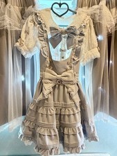 LIZLISA Short Sleeve Blouse Bustle Skirt Set Pink Satin Size S M Japan