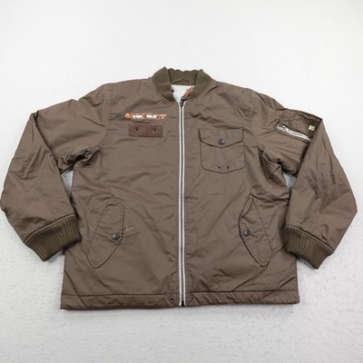 Burton Analog Jacket Mens Medium Brown Gray Reversible Bomber Snowboard Coat Zip