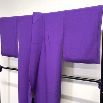 Japanese Kimono Solid Color Single Crest Length 159cm Sleeve 66.5 Sewn Crimson