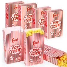 200 Pack Popcorn Boxes,1.25 oz Paper Popcorn Containers,Red and White Striped...
