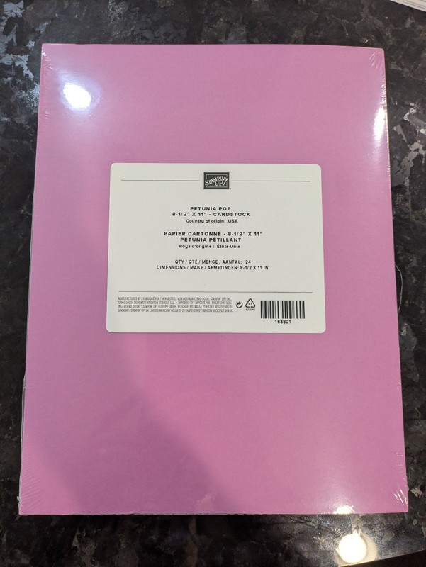 STAMPIN' UP!  "IN COLORS 24 sheets 8 1/2 x 11 CARDSTOCK Petunia Pop - New