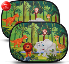Car Window Sun Shades for Baby Kids 2 Pack 19"X14", Animals Cartoon Window Shade