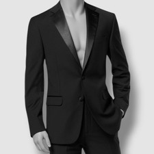  450 Calvin Klein Men's Black Slim X Fit Tuxedo Blazer Coat Suit Jacket Size 38R