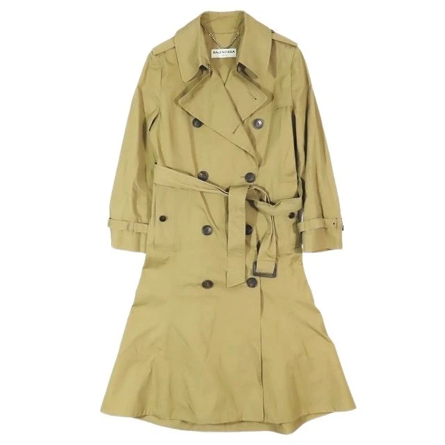 Balenciaga Trench Cappotto Giacca Lungo A Line Cotone Beige 16 Modello S