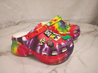 Crocs Classic Bae Tie-Dye Colorful Graphic Clog Chunky Platform Shoe Womens 6 