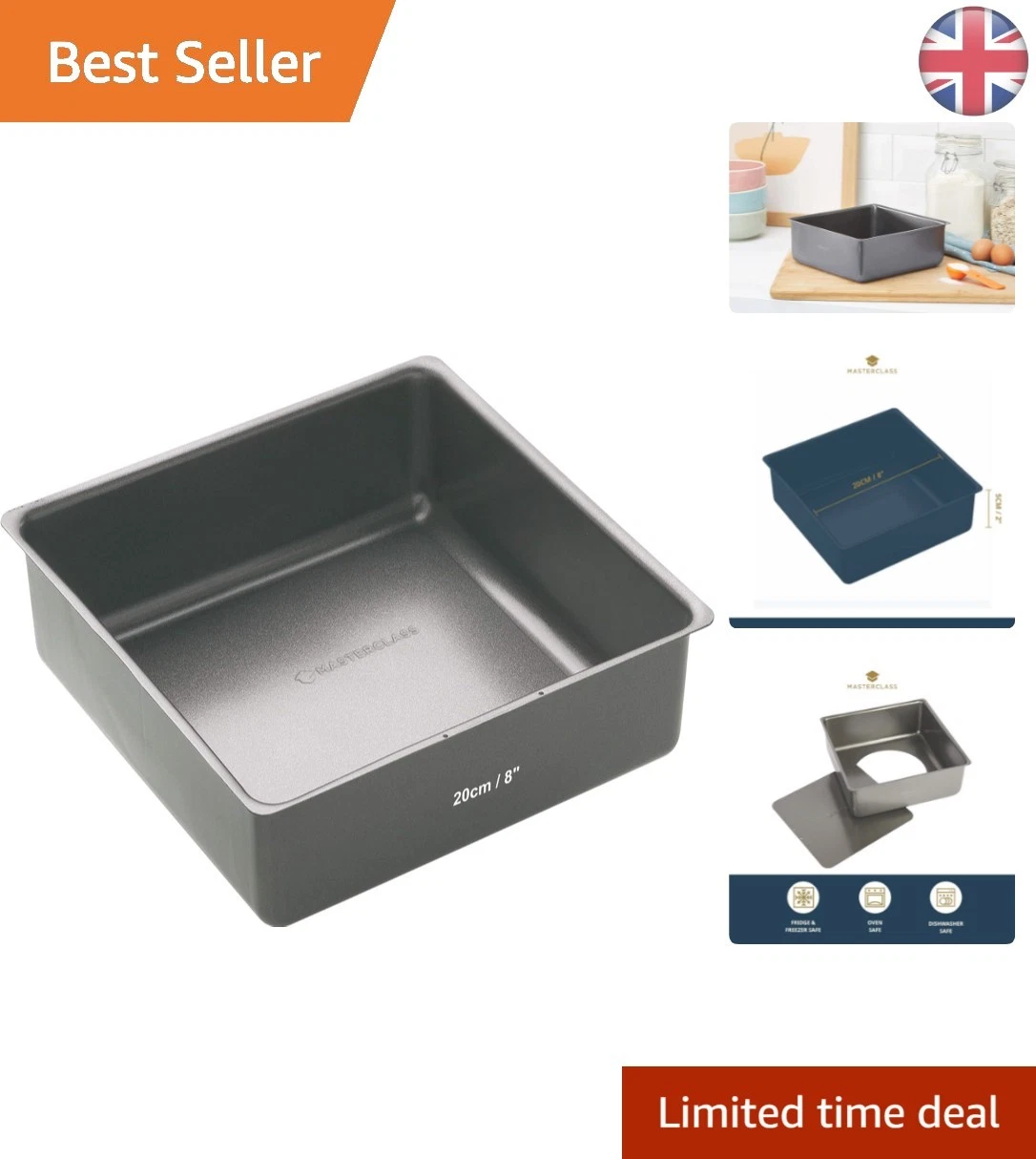8 Inch Non-Stick Square Cake Pan with Loose Base - Perfect for All Occasions