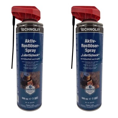 2 Stück TECHNOLIT Aktiv-Rostlöser-Spray  LubriSchock'' Kraft Multi Rostlöser 1000