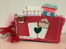 Beautiful Handcrafted Starbucks Coffee Sleeve Mini Junk Journal - Valentines Day