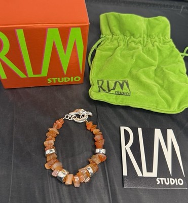 RLM Studio Robert Lee Morris Sterling 925 Silver Carnelian Agate Toggle Bracelet